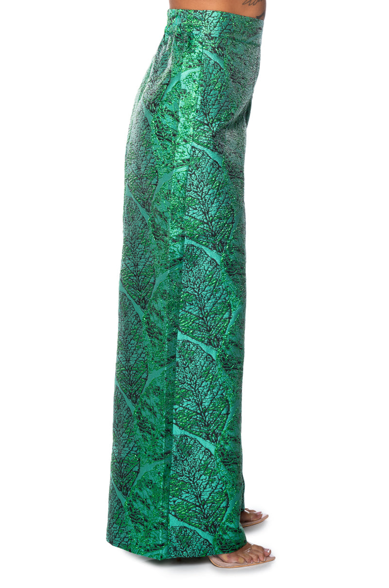 GREEN BROCADE TROUSER PANT