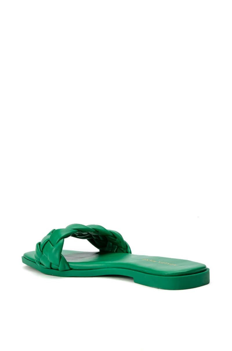 AZALEA WANG BODEGA BRAIDED FLAT SANDAL IN GREEN