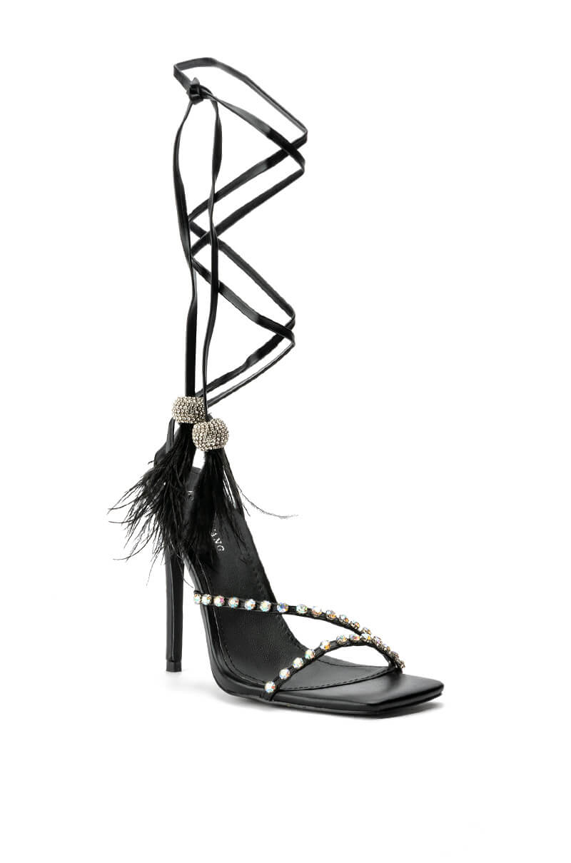 AZALEA WANG MISSY STILETTO METALLIC SANDAL IN BLACK