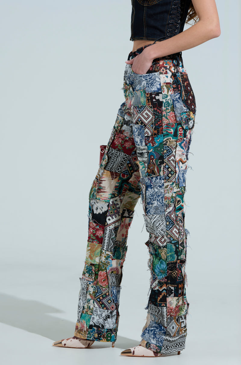 ODESSA RELAXED FIT PATCHWORK PANTS