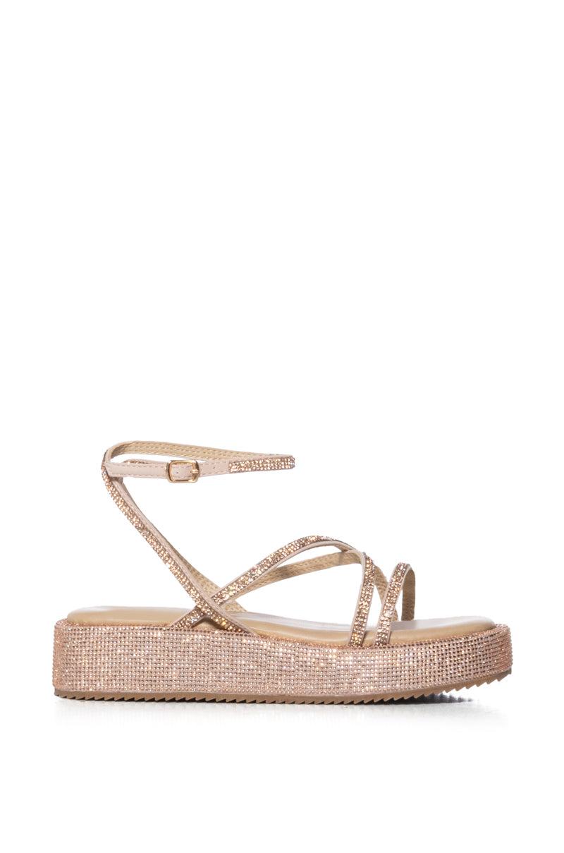 AZALEA WANG DRUSILLA GOLD RHINESTONE SANDAL