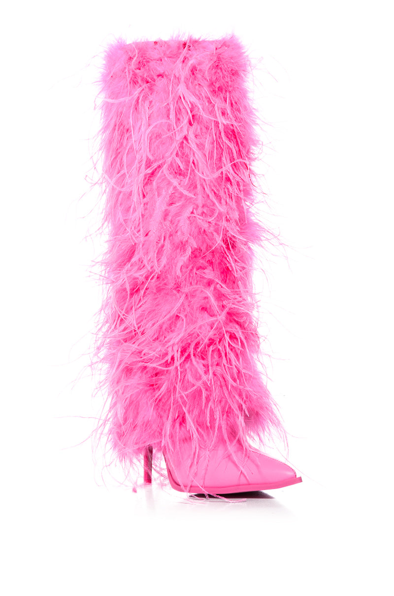 AZALEA WANG PINK FEATHER BOOT