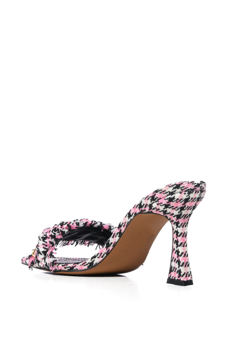 AZALEA WANG ALYONA PLAID PINK AND BLACK SANDAL