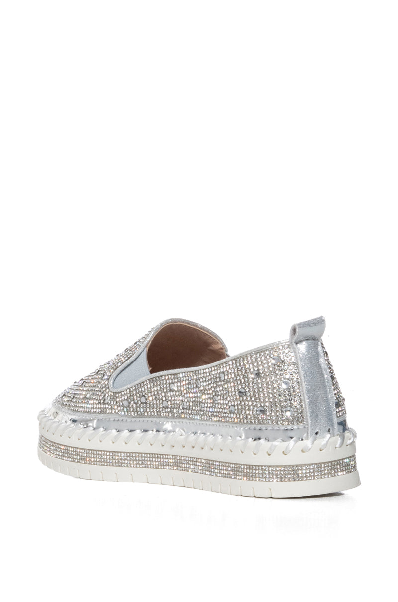 AZALEA WANG BRITTANY SILVER RHINESTONE SNEAKER