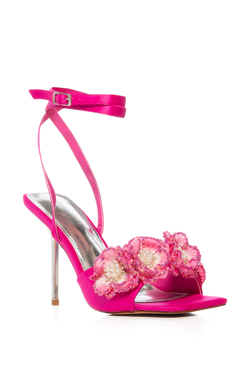 AZALEA WANG SONYA PINK BLOSSOM EMBELLISHED SANDAL