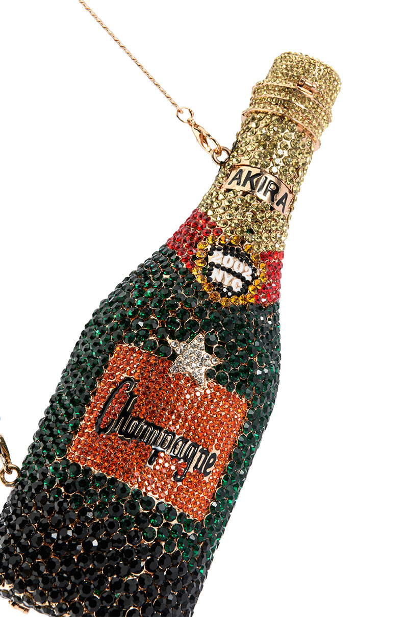 AKIRA BIRTHDAY POP CHAMPAGNE RHINESTONE PURSE