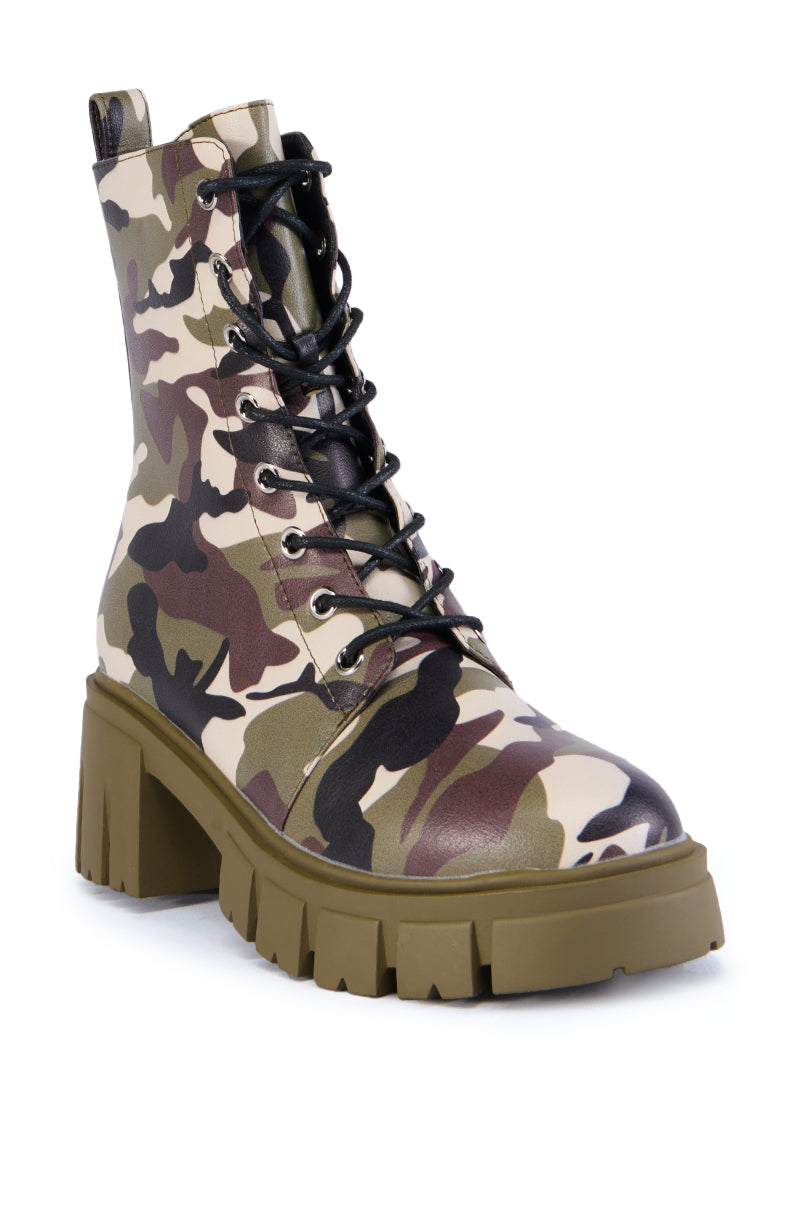 AZALEA WANG SAYONA CAMO COMBAT BOOTIE