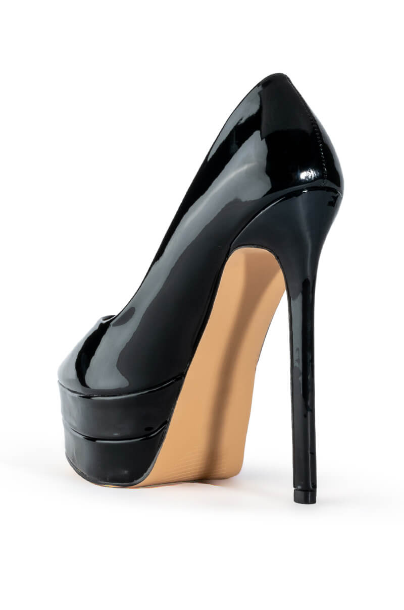 AZALEA WANG SWEETPEA PATENT STILETTO PLATFORM PUMP IN BLACK