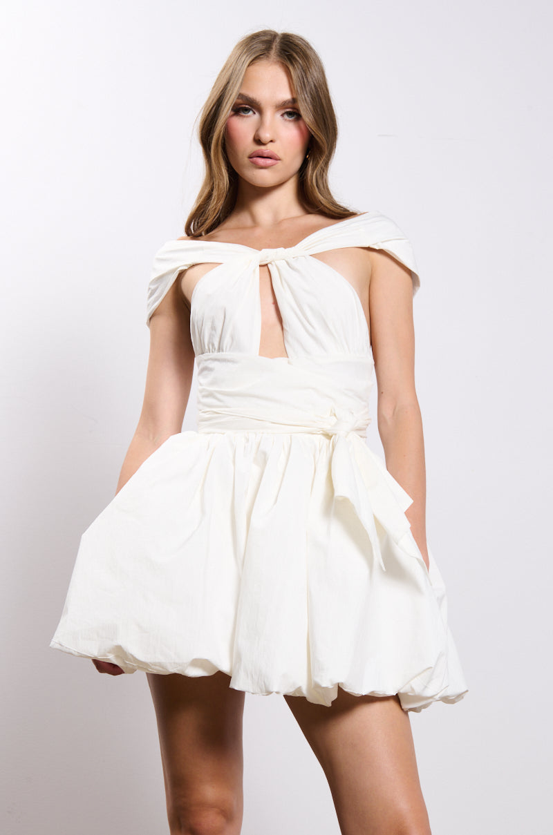 PRETTY IN POPLIN STRAPPY MINI DRESS