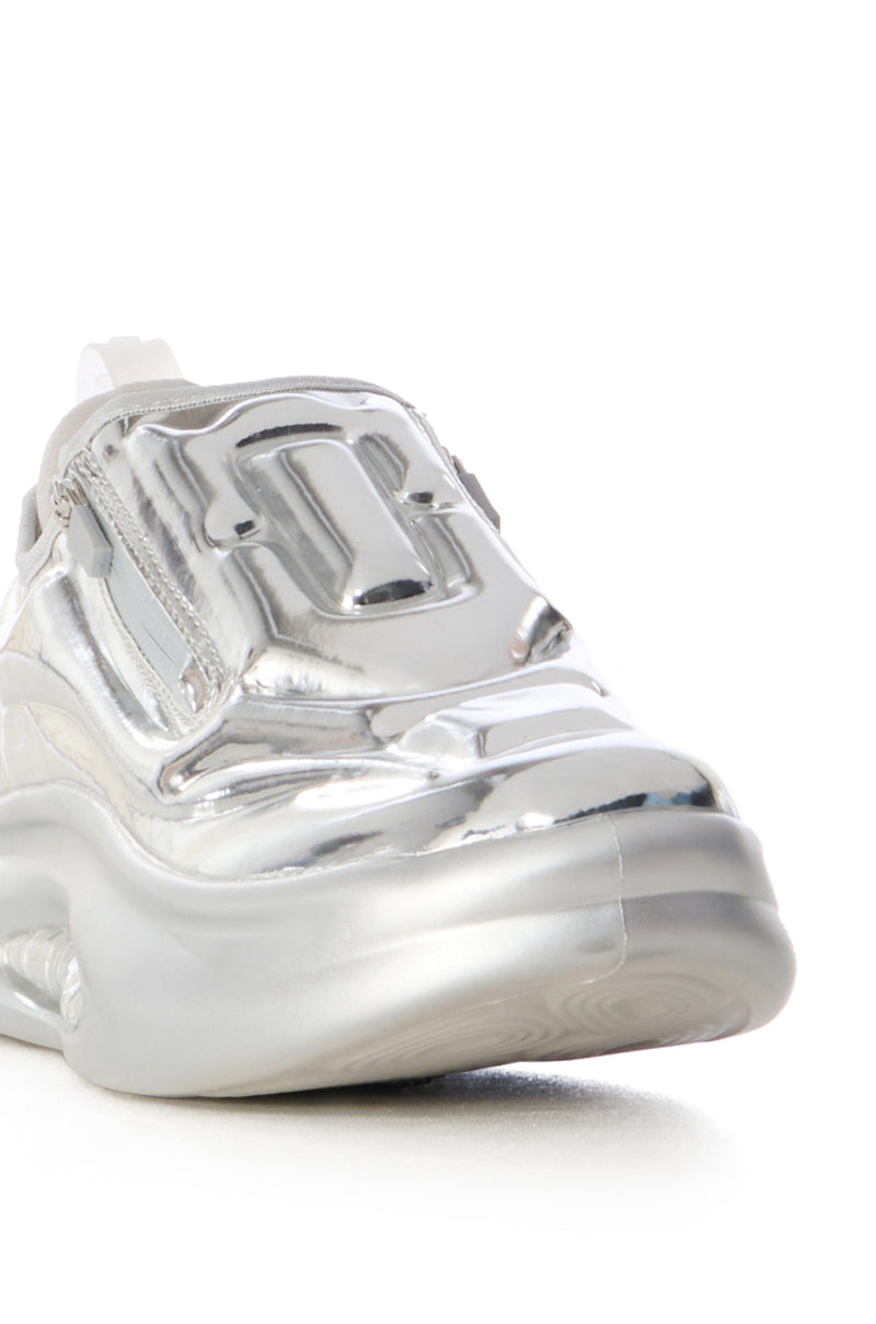 AZALEA WANG FRANCILLE CHROME SILVER FUTURISTIC SNEAKER