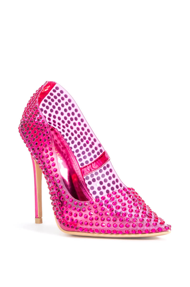 AZALEA WANG ADDY EMBELLISHED PVC PUMP IN FUCHSIA