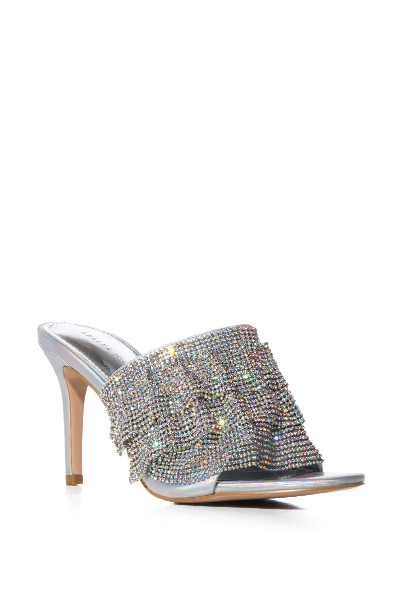 AZALEA WANG LAUDED RHINESTONE STILETTO SANDAL IN SILVER