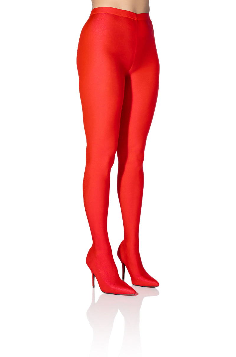 AZALEA WANG STAR STRETCH STILETTO PANT BOOT IN RED