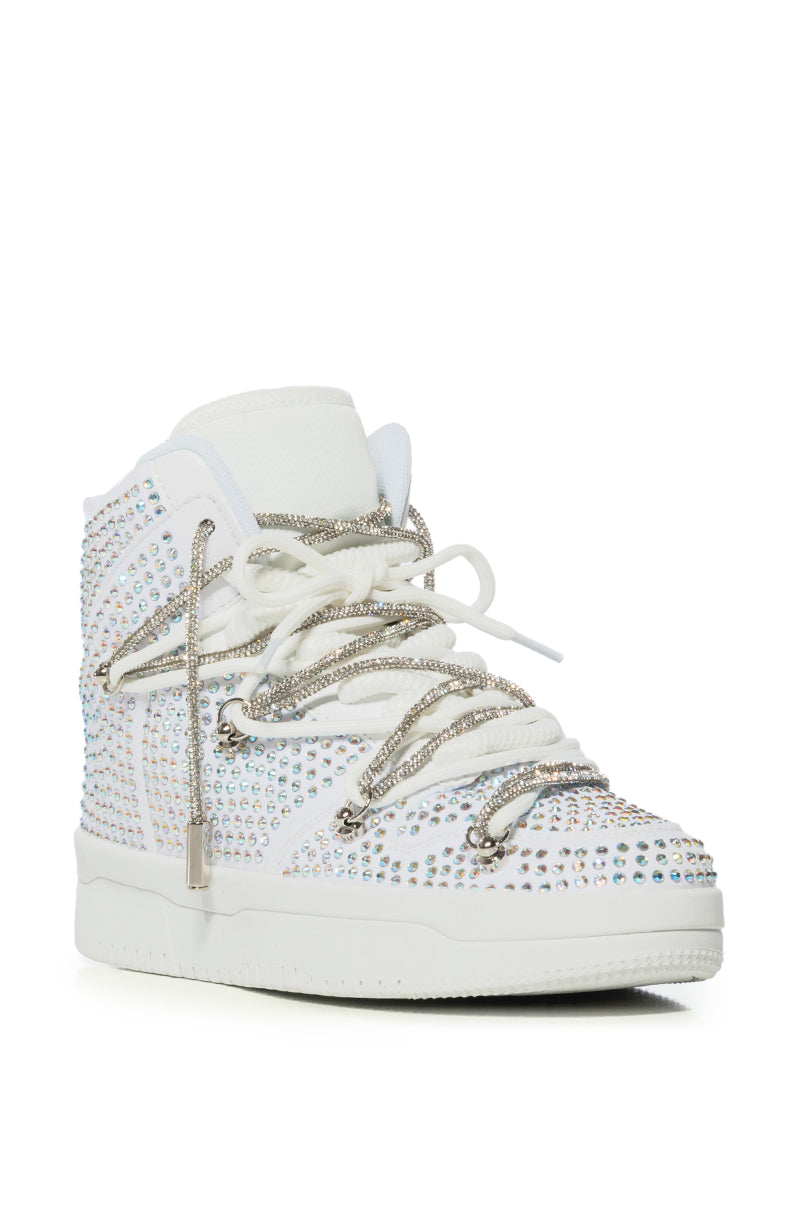 AZALEA WANG HONEY BUSH WHITE EMBELLISHED SNEAKER