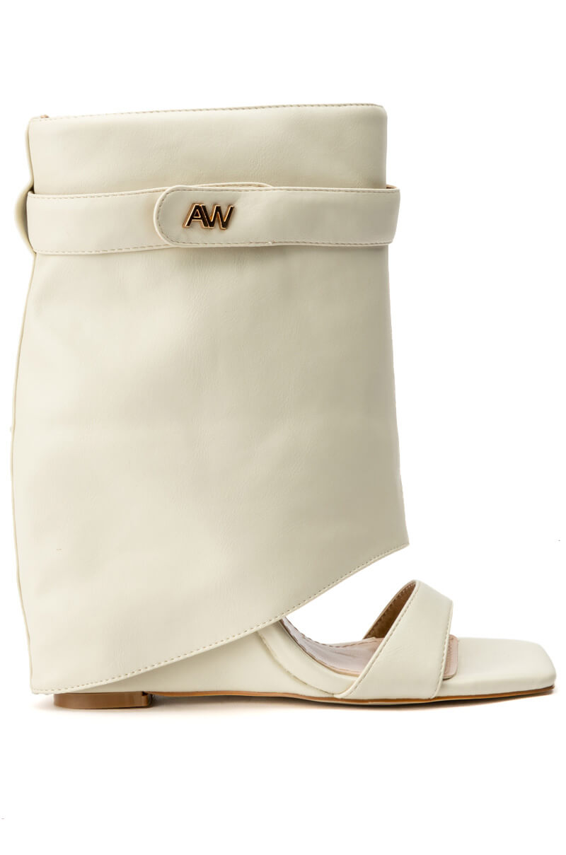 AZALEA WANG DANA FOLD OVER WEDGE BOOTIE IN BONE