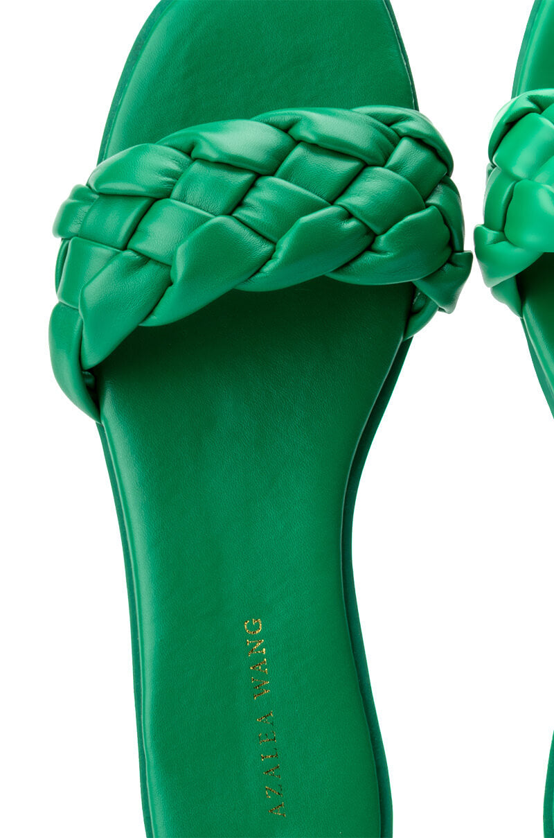 AZALEA WANG BODEGA BRAIDED FLAT SANDAL IN GREEN