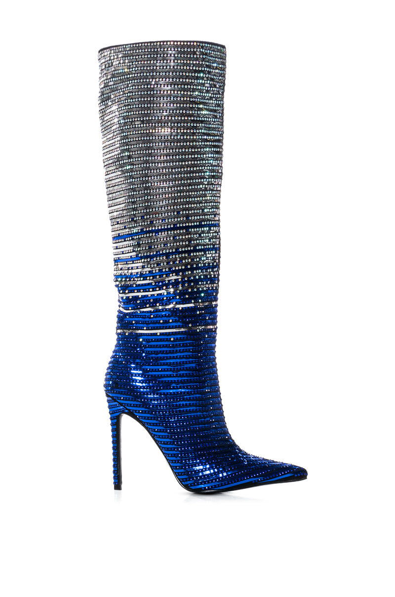 AZALEA WANG DISCOTECA BLUE SEQUIN BOOT