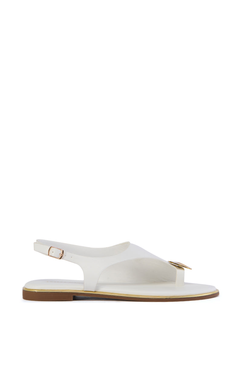 AZALEA WANG DREAMY WHITE AND GOLD ABSTRACT SANDAL