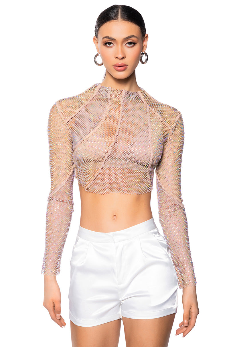 AZARIA RHINESTONE MESH TOP