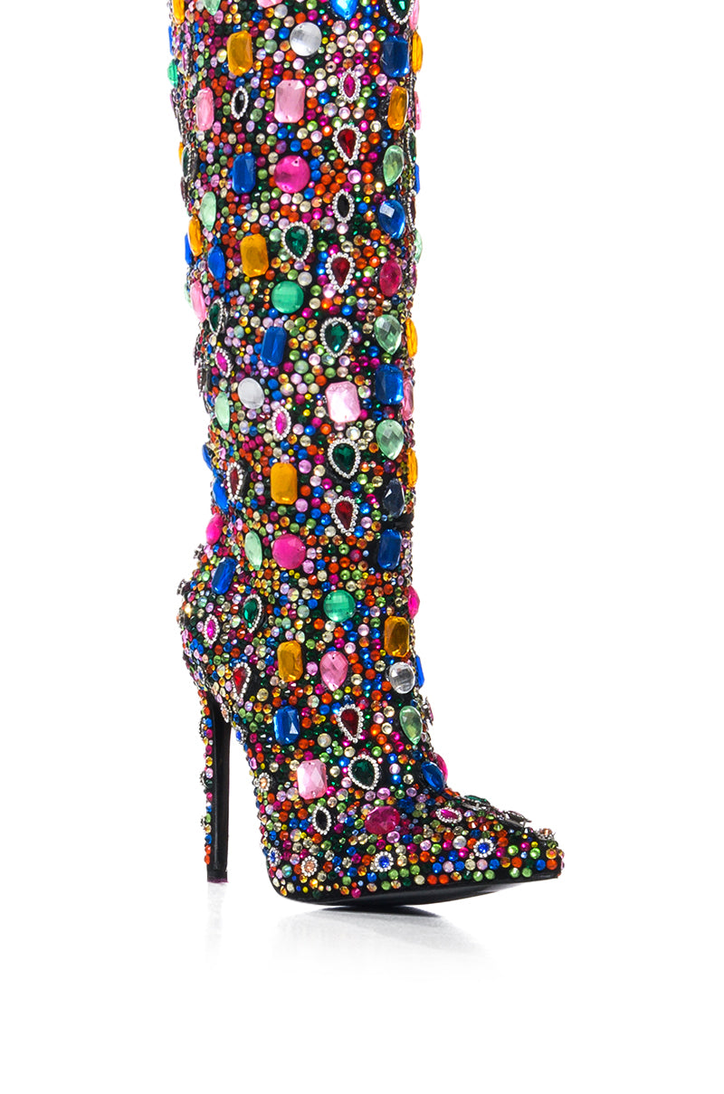 AZALEA WANG ECSTATIC MULTI RHINESTONE COVERED BOOT