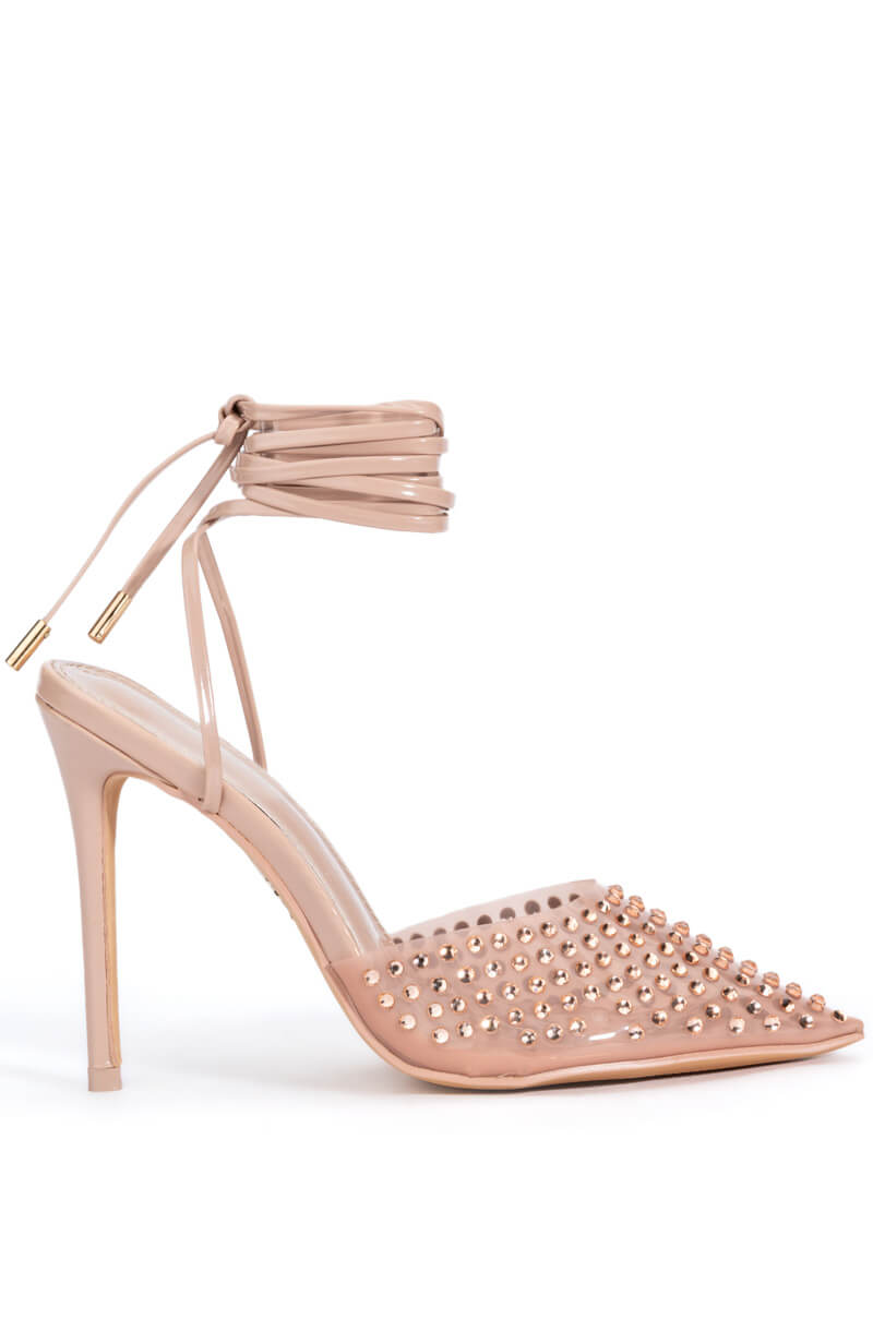 AZALEA WANG JUICY STILETTO PUMP WITH BLING IN NUDE