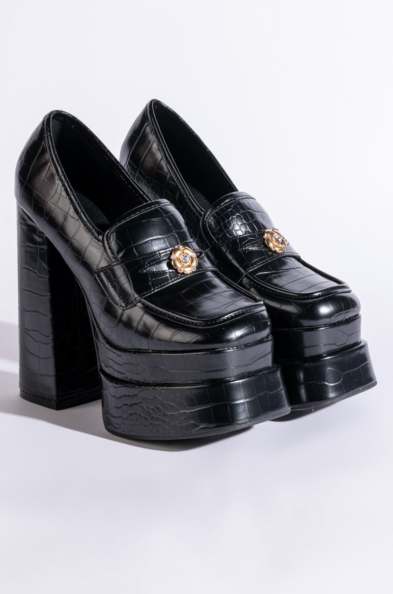 SPICEGIRL CHUNKY CROC LOAFER IN BLACK