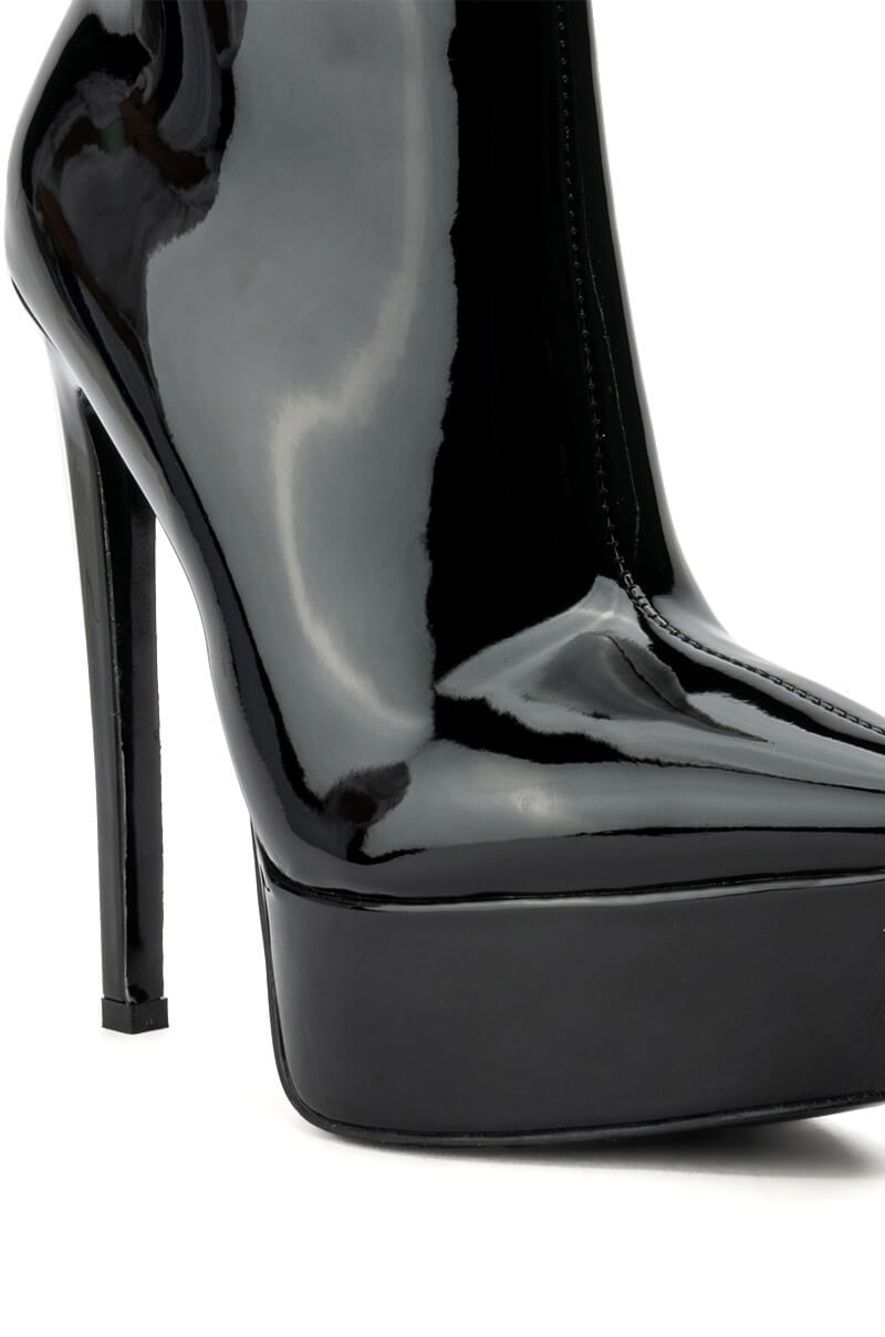 AZALEA WANG JEALOUSY PLATFORM STILETTO BOOTIE IN BLACK PATENT