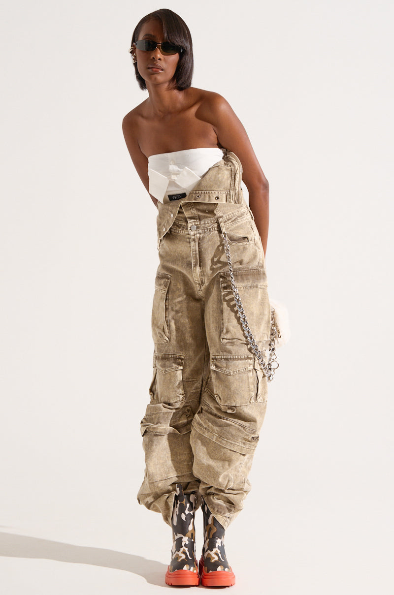 NO ONE LIKE ME CARGO DENIM JUMPSUIT