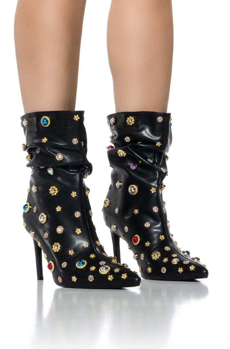 AZALEA WANG WENZLER EMBELLISHED BOOTIE IN BLACK