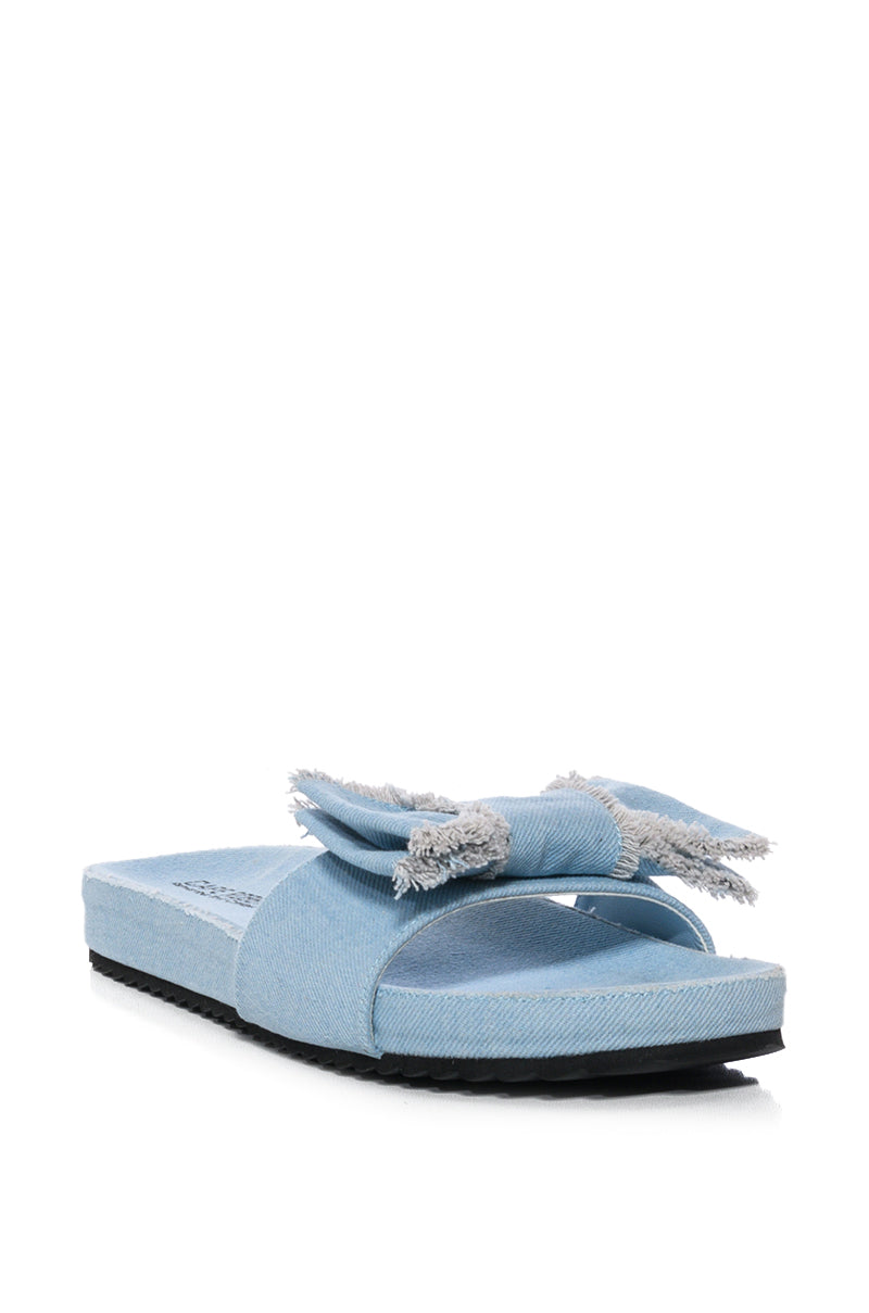 ANAI DENIM BOW SANDAL IN LIGHT BLUE