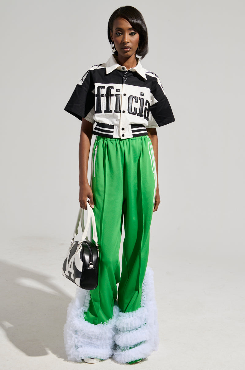 MODERN JAM TRACK PANT WITH TULLE IN GREEN