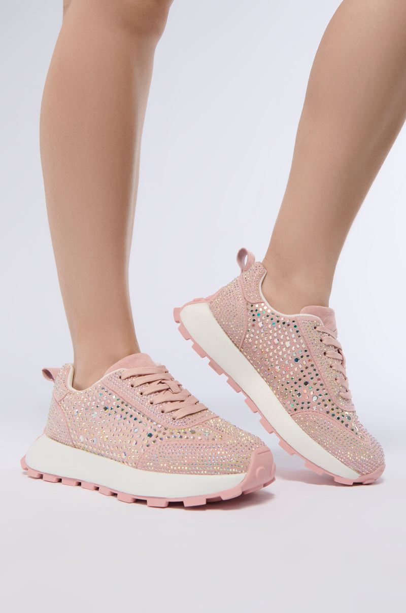 AZALEA WANG NIKOLE PINK EMBELLISHED SNEAKER