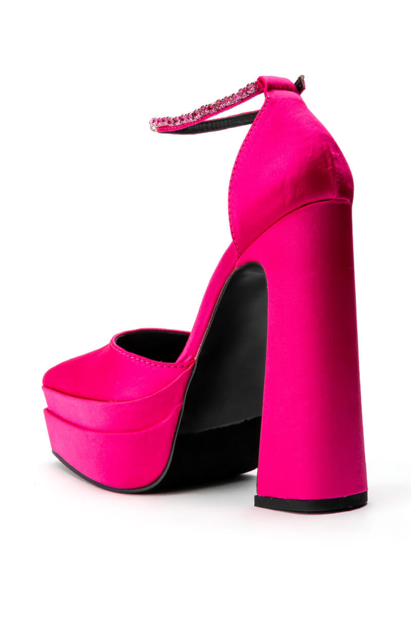 PINK CHUNKY PUMP WITH ANKLE STRAP