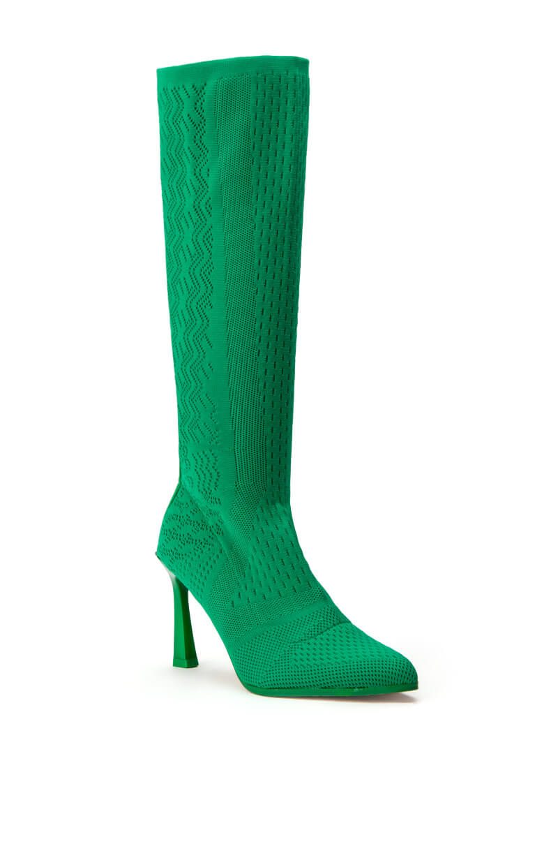 ZERO GRAVITY MID CALF KNIT CHUNKY BOOT IN GREEN