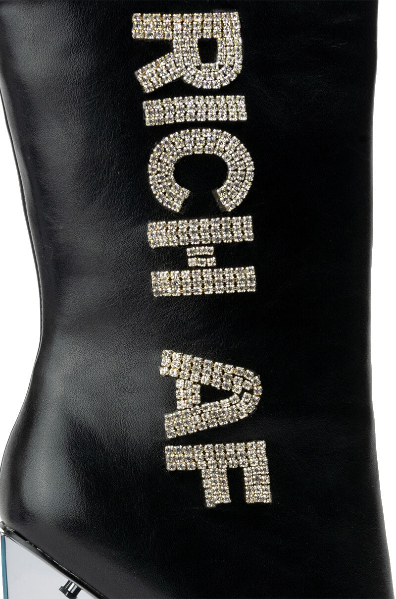 AZALEA WANG LAVISH RHINESTONE WEDGE BOOTIE IN BLACK