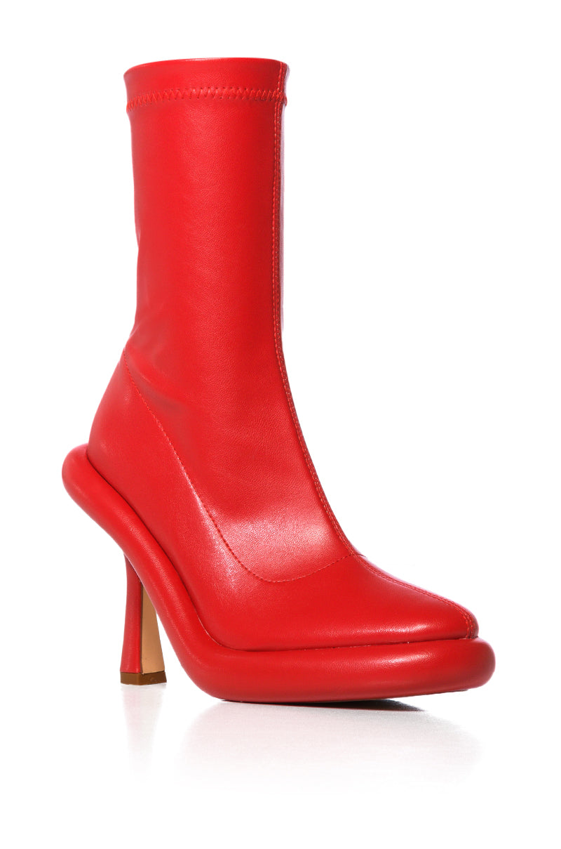 AZALEA WANG TARROW STILETTO PU BOOTIE IN RED