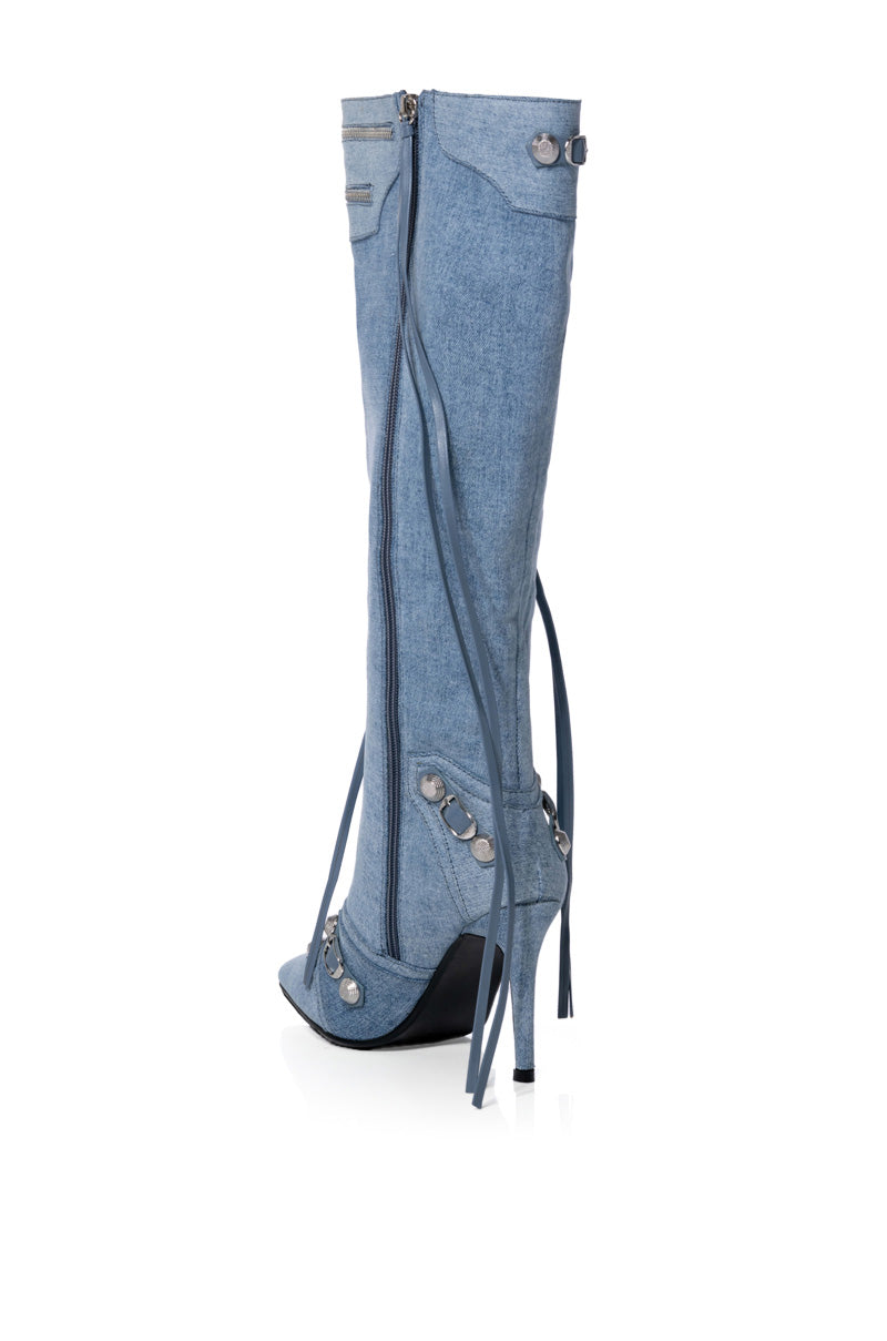 AZALEA WANG MAEVE DENIM STILETTO BOOT