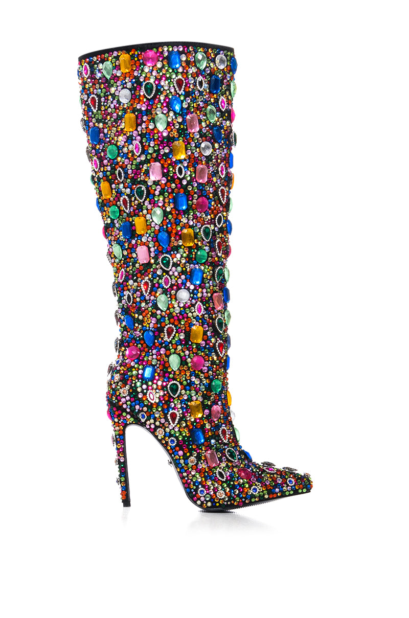 AZALEA WANG ECSTATIC MULTI RHINESTONE COVERED BOOT