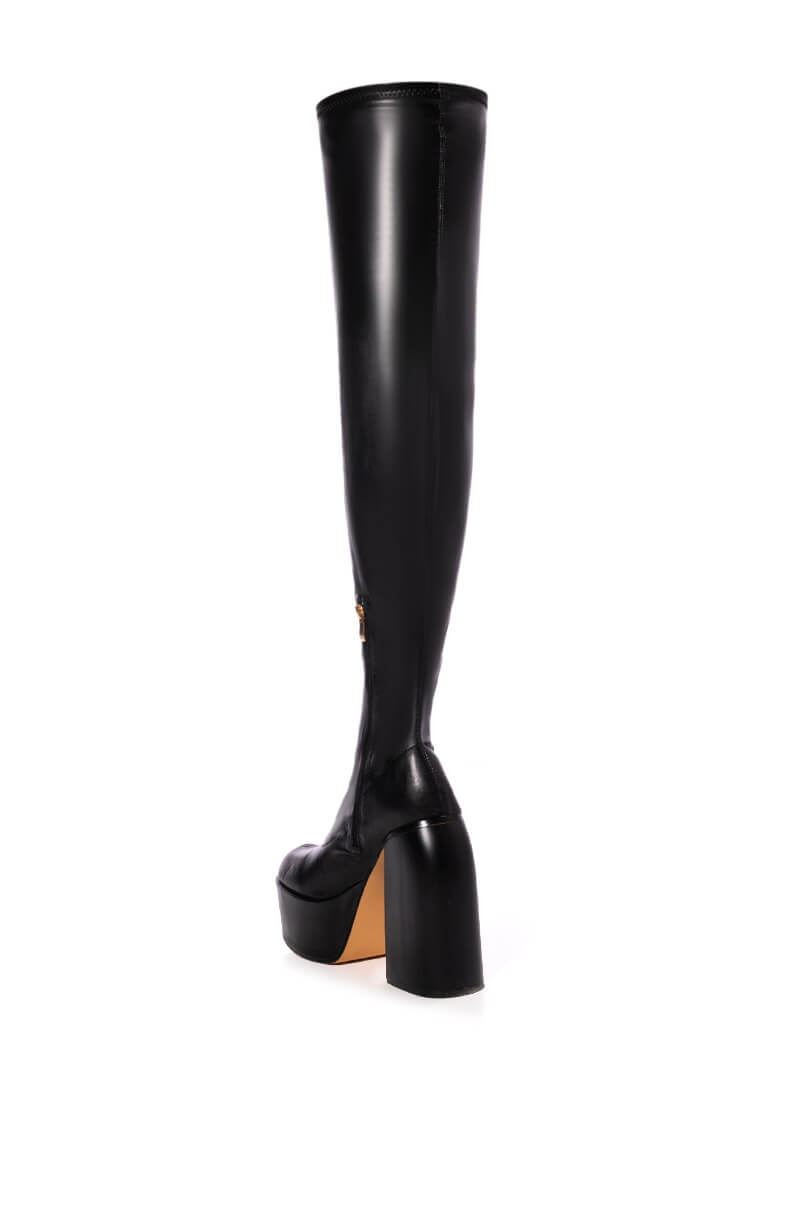 JELENA OVER THE KNEE PU CHUNKY BOOT IN BLACK