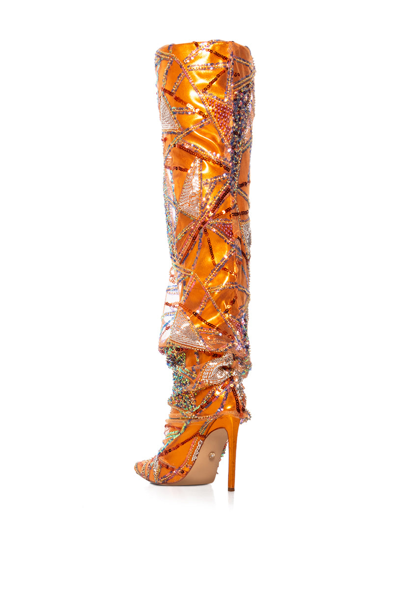 AZALEA WANG MAINSTREET ORANGE ABSTRACT EMBELLISHED BOOT