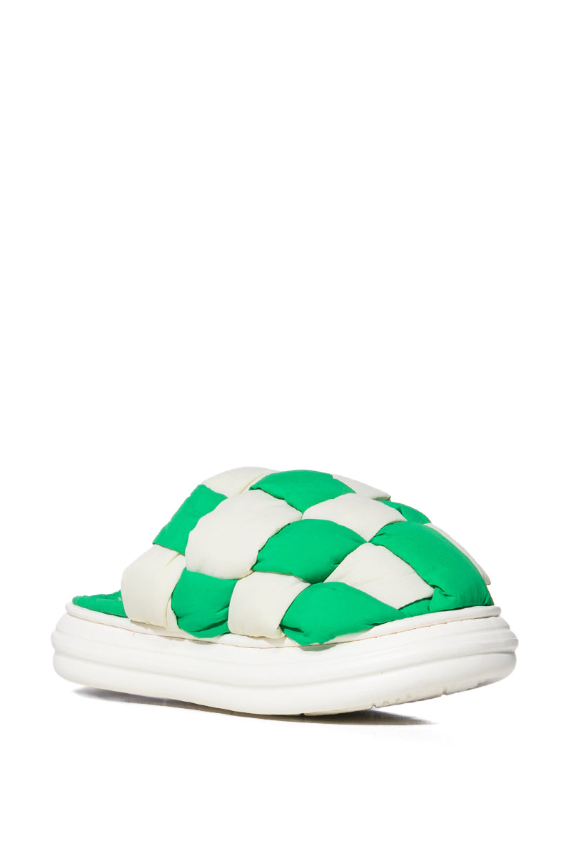 AZALEA WANG BIZZY GREEN CHECKERBOARD FLAT