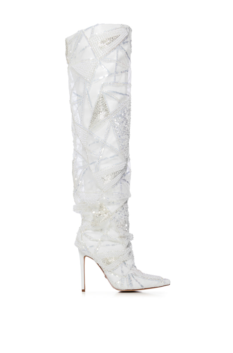 AZALEA WANG MAINSTREET WHITE ABSTRACT EMBELLISHED BOOT