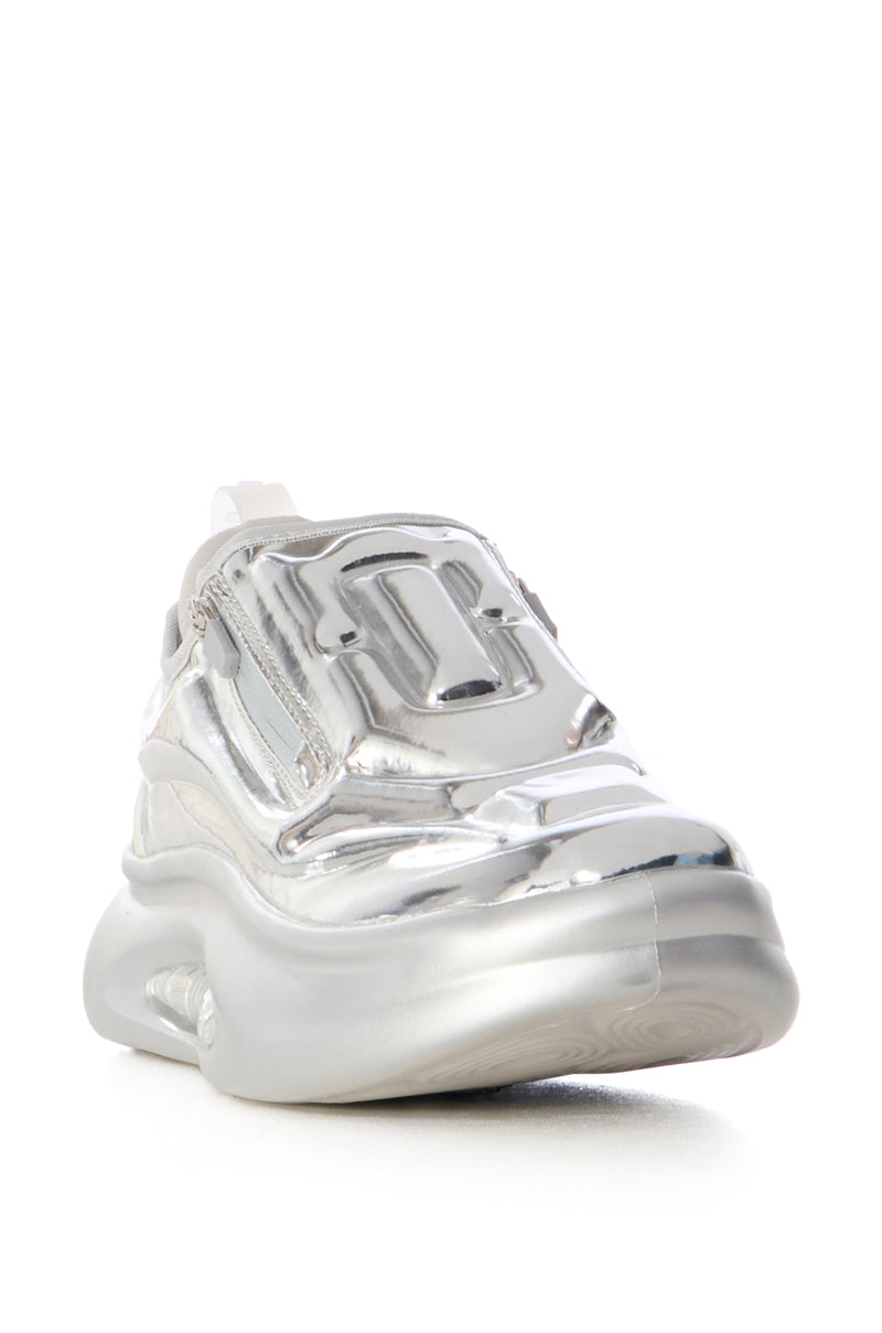 AZALEA WANG FRANCILLE CHROME SILVER FUTURISTIC SNEAKER