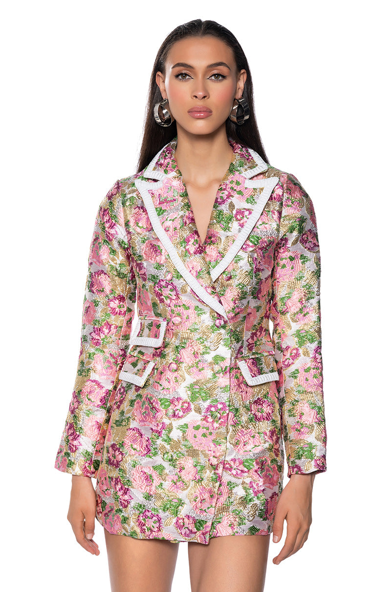 FLORAL DREAMS BROCADE SUIT DRESS