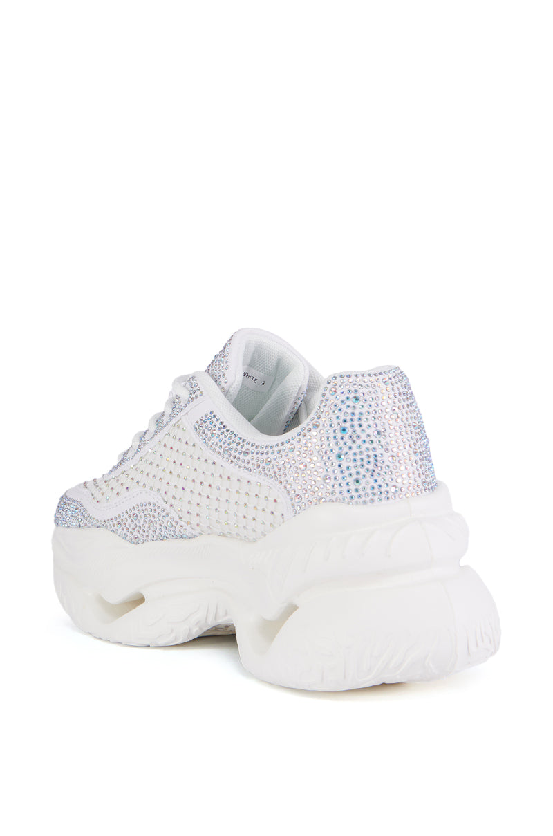 AZALEA WANG PETEY WHITE EMBELLISHED SNEAKER