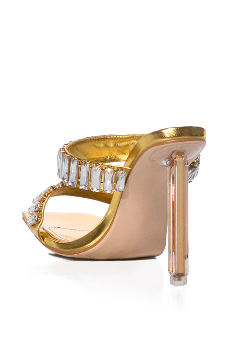 AZALEA WANG HURLEY EMBELLISHED STILETTO SANDAL IN GOLD