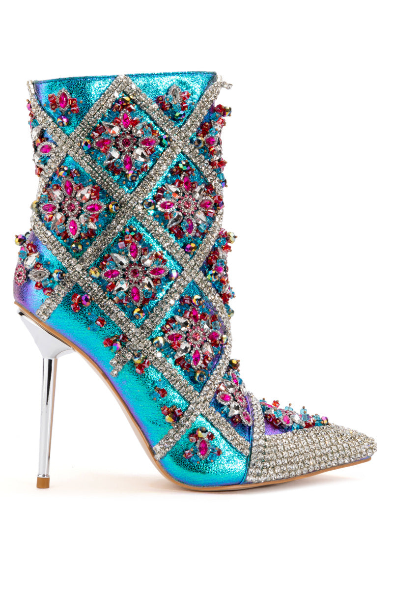 AZALEA WANG EMBELLISHED STILETTO BOOTIE IN MULTI