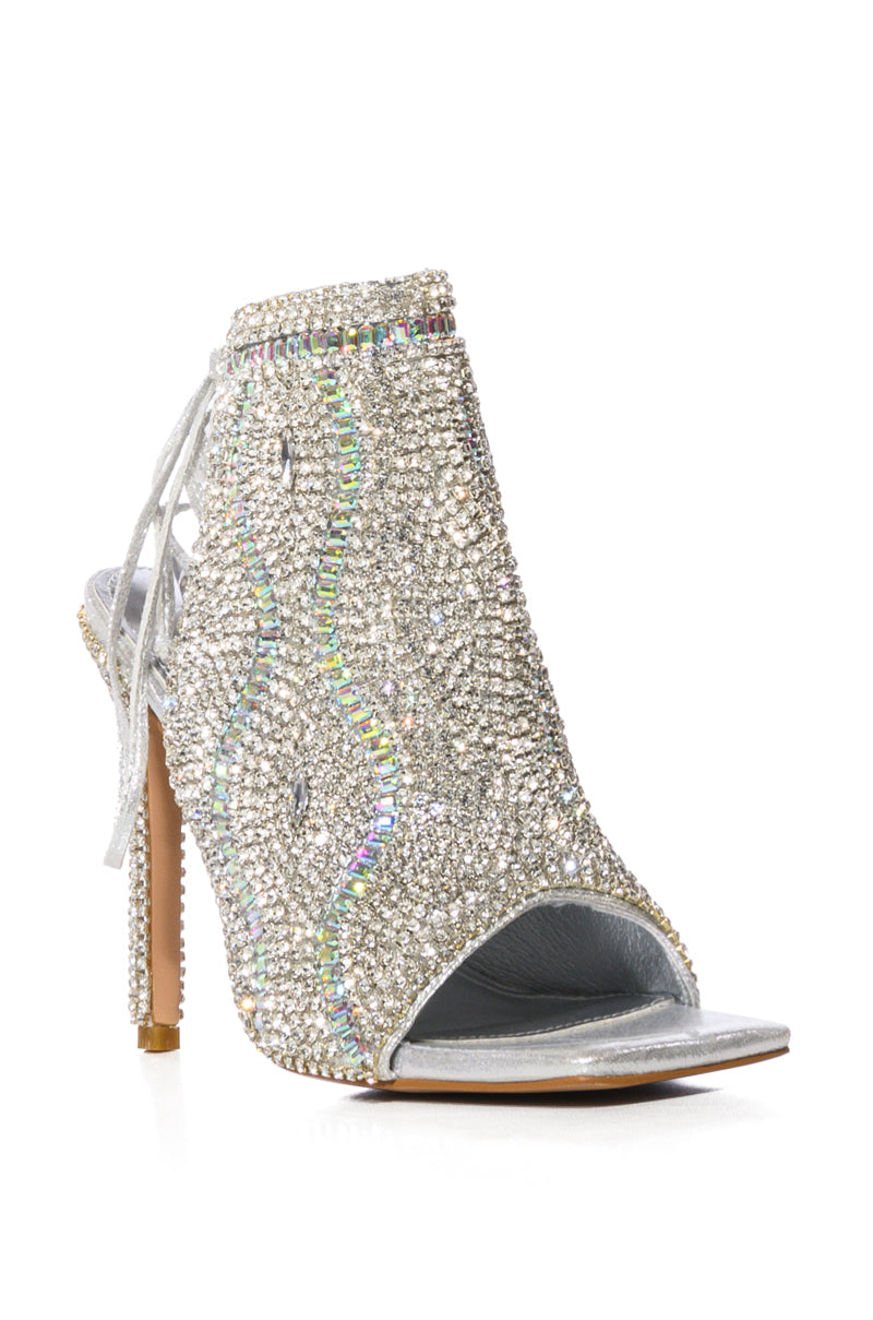 AZALEA WANG DELANIE SILVER EMBELLISHED SANDAL