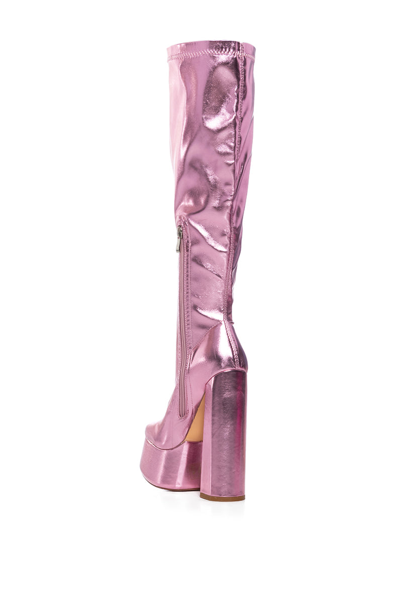 AZALEA WANG WHISKER METALLIC PINK CHUNKY BOOT