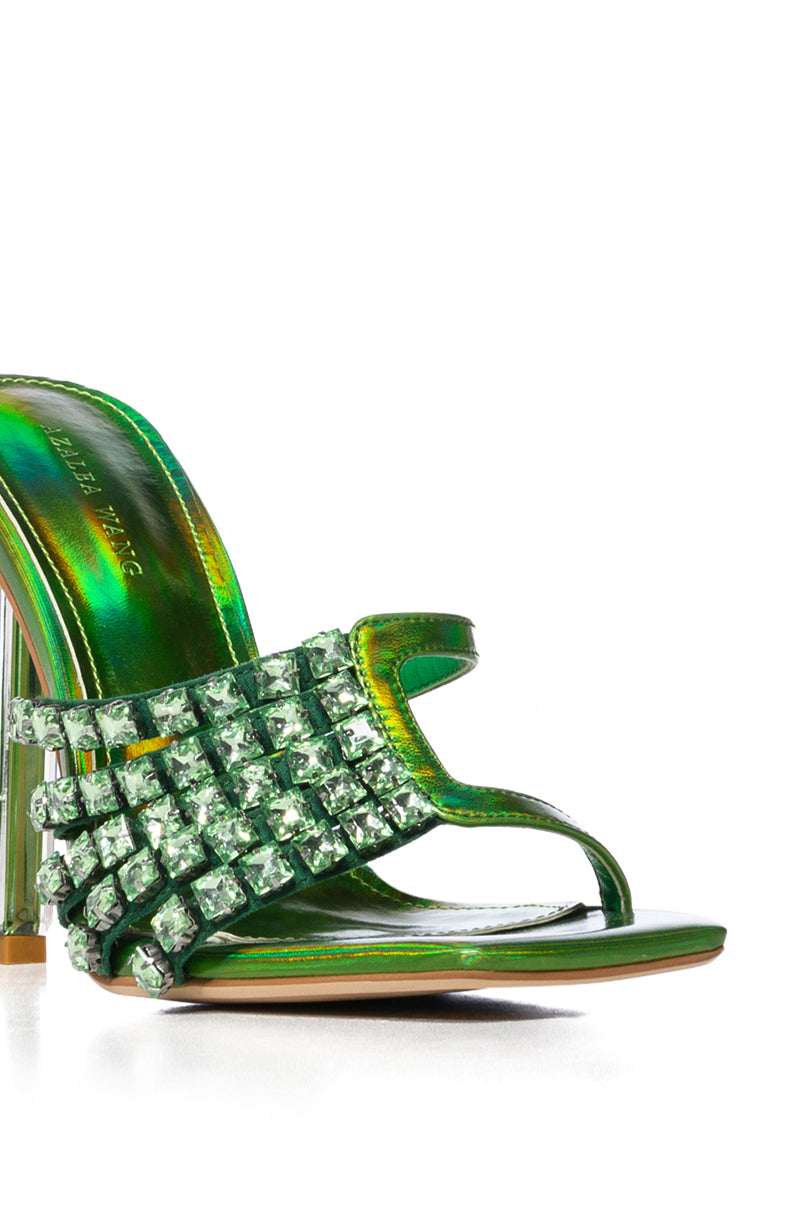 AZALEA WANG EMERSYN GREEN CRYSTAL SANDAL